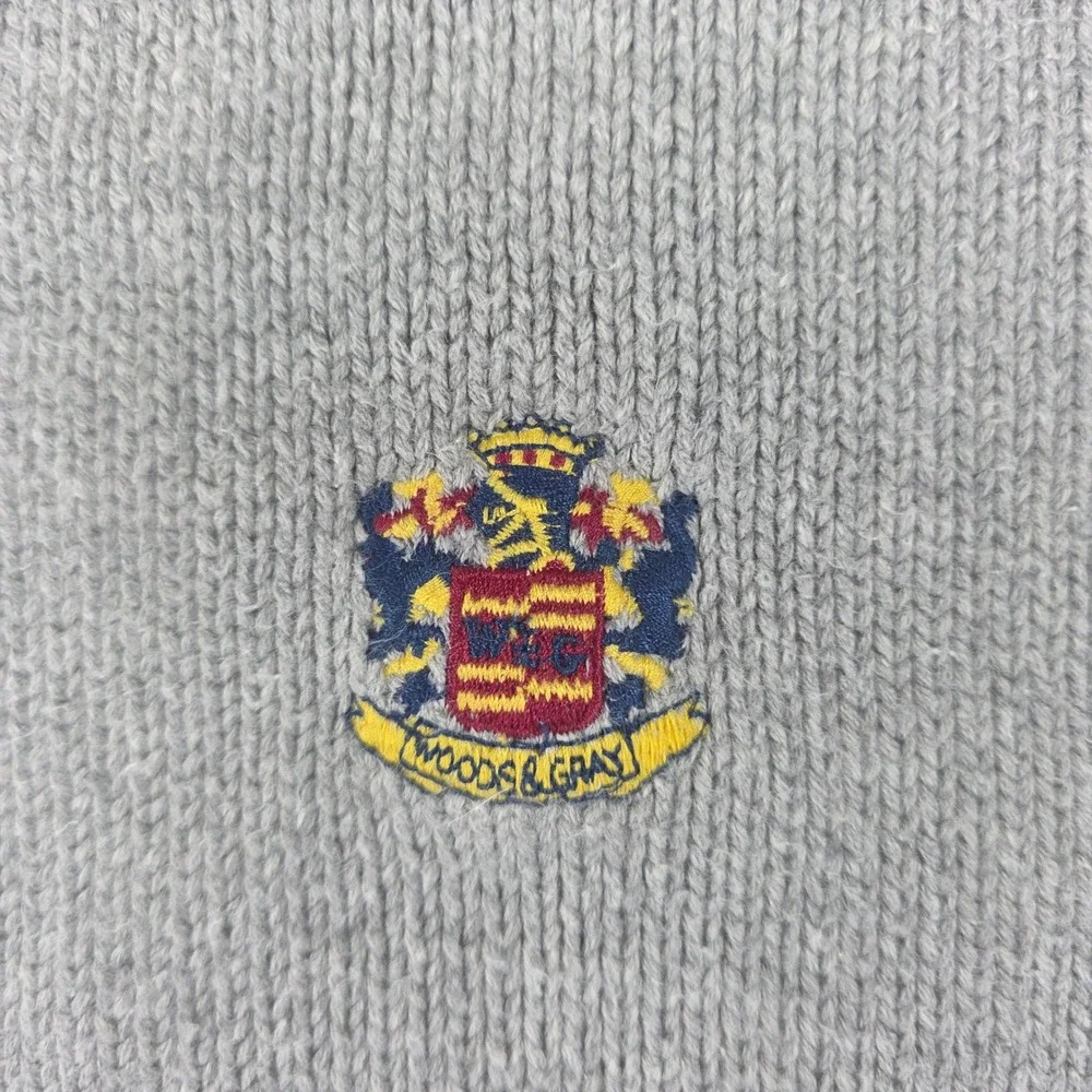 Woods & Gray Mens Large Gray 100% Cotton Crewneck Sweater Embroidered Crest Logo